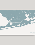Gulf Shores horizontal canvas map, Soft Blue, No Frame