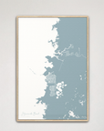 Hernando Beach vertical canvas map, Soft Blue, Natural Oak