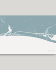 Oak Island horizontal canvas map, Soft Blue, No Frame