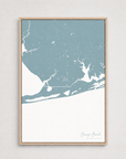 Orange Beach vertical canvas map, Soft Blue, Light Wood