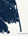 Rehoboth Beach vertical canvas map in Navy, map detail