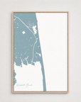 Rehoboth Beach vertical canvas map, Soft Blue, Light Wood