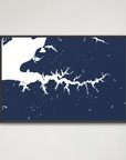 Sassafras River horizontal canvas map, Navy, Black Frame
