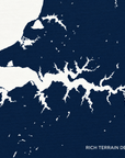 Sassafras River vertical canvas map in Navy, shoreline detail