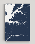 Sassafras River vertical canvas map, Navy, No Frame
