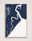 Sea Island vertical canvas map, Navy, Light Wood
