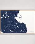 Plymouth Coastal Map — Canvas Horizontal — navy, Light Wood