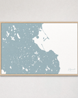 Plymouth Coastal Map — Canvas Horizontal — soft-blue, Light Wood