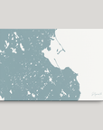 Plymouth Coastal Map — Canvas Horizontal, soft-blue, No Frame