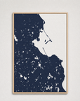 Plymouth Coastal Map — Canvas Vertical — navy, Light Wood