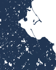 Plymouth Coastal Map — Fine Art Print Horizontal, navy, No Frame, 10x8
