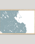 Plymouth Coastal Map — Fine Art Print Horizontal, soft-blue, Oak, 10x8