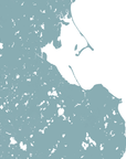 Plymouth Coastal Map — Fine Art Print Horizontal, soft-blue, No Frame, 10x8