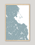 Plymouth Coastal Map — Fine Art Print Vertical, soft-blue, Oak, 8x10