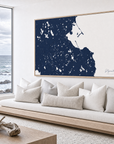 Plymouth canvas map — sea-view bench interior