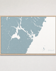 Portsmouth Coastal Map — Canvas Horizontal — soft-blue, Light Wood