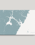 Portsmouth Coastal Map — Canvas Horizontal, soft-blue, No Frame