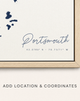 Portsmouth canvas map — location and coordinates customization