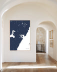 Portsmouth navy vertical canvas map in the Bello mixed room scene