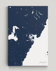 Portsmouth Coastal Map — Canvas Vertical, navy, No Frame