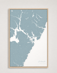 Portsmouth Coastal Map — Canvas Vertical — soft-blue, Light Wood
