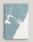 Portsmouth Coastal Map — Canvas Vertical, soft-blue, No Frame