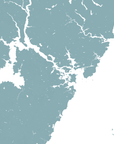 Portsmouth Coastal Map — Fine Art Print Horizontal, soft-blue, No Frame, 10x8