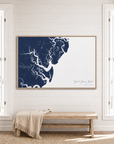 Saint Simons Island canvas map — window-scene interior