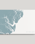 Saint Simons Island Coastal Map — Canvas Horizontal, soft-blue, No Frame