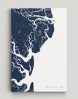 Saint Simons Island Coastal Map — Canvas Vertical, navy, No Frame