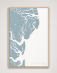 Saint Simons Island Coastal Map — Canvas Vertical — soft-blue, Light Wood