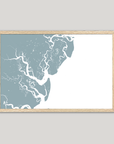 Saint Simons Island Coastal Map — Fine Art Print Horizontal, soft-blue, Oak, 10x8