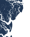 Saint Simons Island Coastal Map — Fine Art Print Vertical, navy, No Frame, 8x10