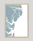Saint Simons Island Coastal Map — Fine Art Print Vertical, soft-blue, Oak, 8x10