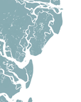 Saint Simons Island Coastal Map — Fine Art Print Vertical, soft-blue, No Frame, 8x10