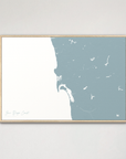 San Diego Coast Coastal Map — Canvas Horizontal, soft-blue, Natural Oak