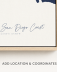San Diego Coast canvas map — location and coordinates customization