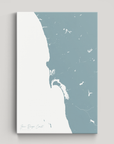 San Diego Coast Coastal Map — Canvas Vertical, soft-blue, No Frame