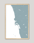 San Diego Coast Coastal Map — Fine Art Print Vertical, soft-blue, Oak, 8x10