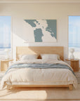 San Francisco soft blue horizontal wrapped canvas map in the ratio 3:2 hand mockup