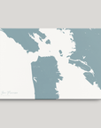 San Francisco Coastal Map — Canvas Horizontal, soft-blue, No Frame