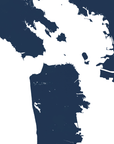 San Francisco Coastal Map — Fine Art Print Vertical, navy, No Frame, 8x10