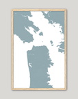 San Francisco Coastal Map — Fine Art Print Vertical, soft-blue, Oak, 8x10