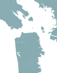 San Francisco Coastal Map — Fine Art Print Vertical, soft-blue, No Frame, 8x10