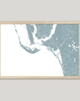 Sanibel Coastal Map — Fine Art Print Horizontal, soft-blue, Oak, 10x8