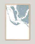 Sanibel Coastal Map — Fine Art Print Vertical, soft-blue, Oak, 8x10
