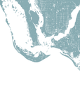 Sanibel Coastal Map — Fine Art Print Vertical, soft-blue, No Frame, 8x10