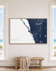 Siesta Key canvas map — window-scene interior