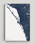 Siesta Key Coastal Map — Canvas Vertical, navy, No Frame