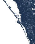 Siesta Key Coastal Map — Fine Art Print Horizontal, navy, No Frame, 10x8